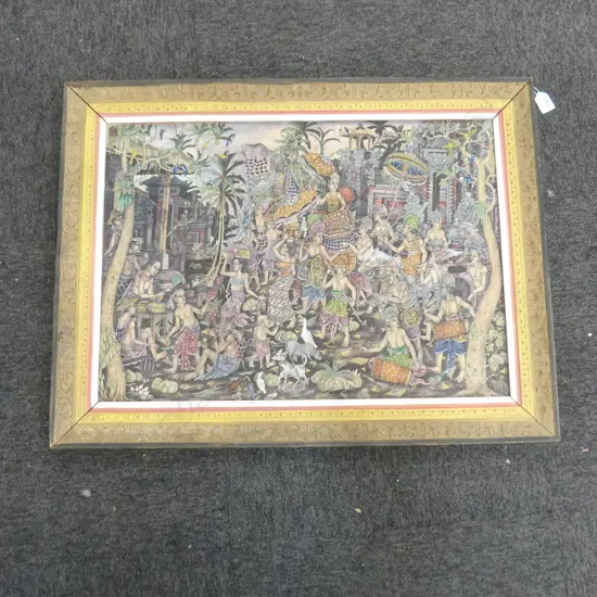 BALINESE ARTWORK, WEDDING SCENE, ACRYLIC ON CANVAS 450x635mm