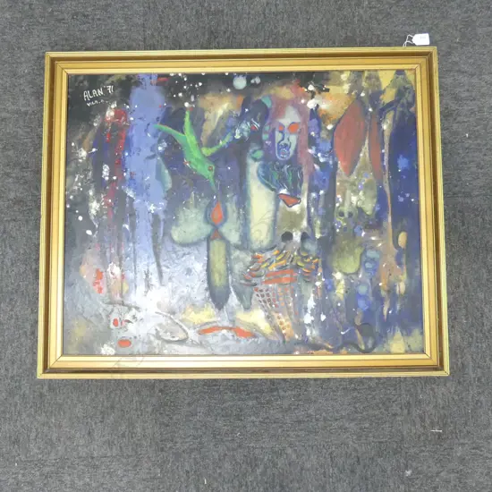 ABSTRACT OIL ON BOARD 'ALAN '71 VILA' 600x745mm