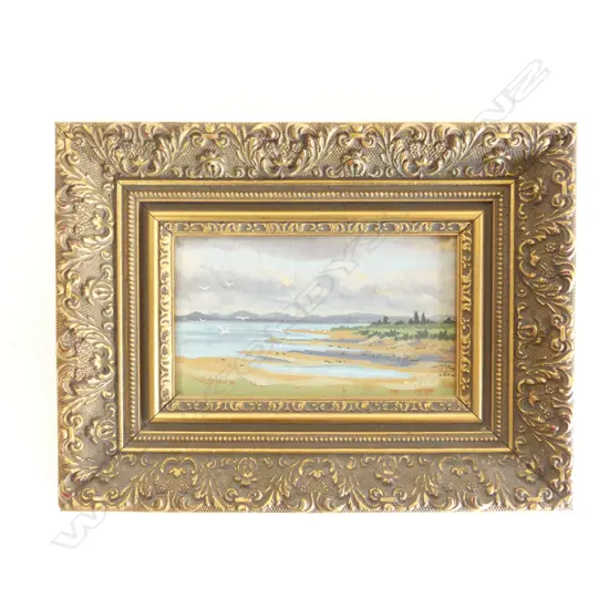 LANDSCAPE GOUACHE ON BOARD INITIALED N. W. 2/65 80x145mm