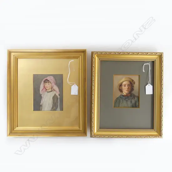 2 ARTIST UNKNOWN PORTRAITS; YOUNG GIRL & YOUNG MAN, WC 130x105mm