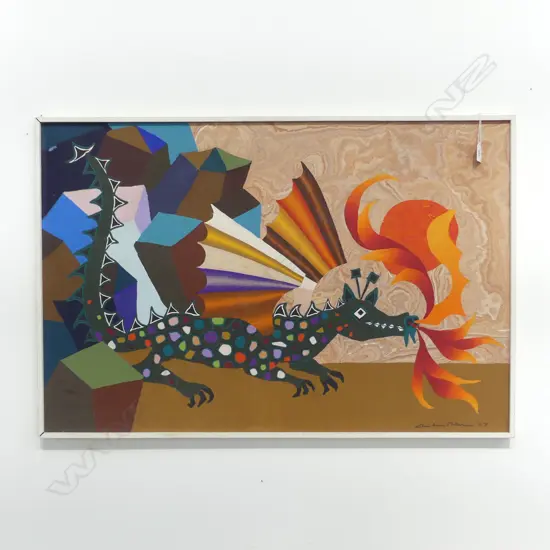 CHRISTIAN MULLER (SWISS 1945-) POP ART DRAGON, H.600 x 900mm info verso