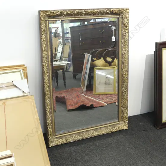 LG OLD GOLD PAINTED ORNATE FRAMED MIRROR, H.1020  x 760mm
