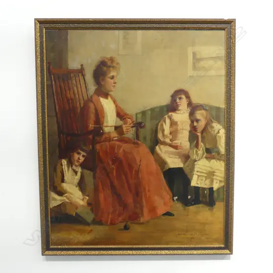 ANNETTE M MYERS, 4 WOMEN, EARLY 20thC OIL ON CANVAS 550x450mm