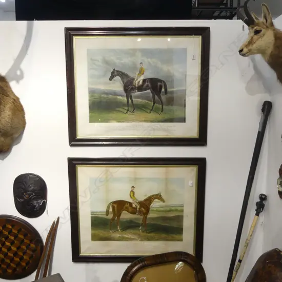 PR LATE 19thC HORSE RACING CHROMOLITHOGRAPHS 'ISONOMY' & 'ST. BLAISE' 780x945mm overall size, foxing