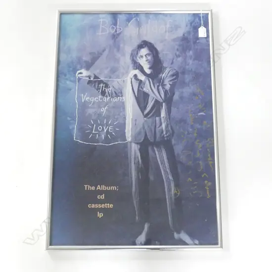 BOB GELDOF The Vegetarians of Love SIGNED POSTER 'To All at Polygram..' 725 x 425mm