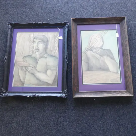 2 MICHAEL DOWNEY PENCIL ON PAPER DRAWINGS; 'THE TIME BOMB' 515x395mm & STUDY FOR 'THE ANNOUNCEMENT' BOTH 1981