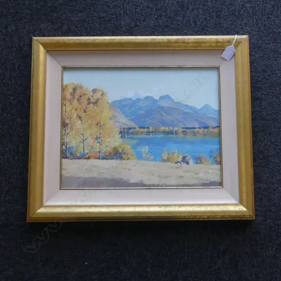 J. D. CHARLTON EDGAR, LAKE SCENE, OIL ON BOARD 300x390mm