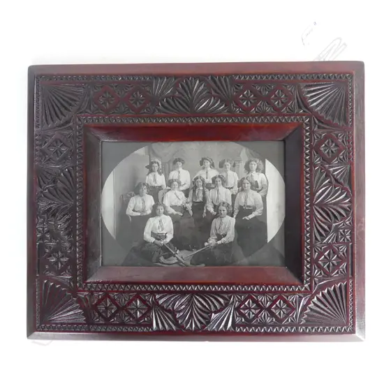 KAURI CHIP CARVED WOODEN FRAME, H.370 x 350mm