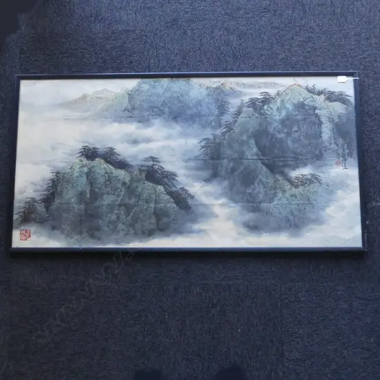 EARLY 20THC CHINESE WATERCOLOUR, MOUNTAIN & RIVER, 650 x 1300mm