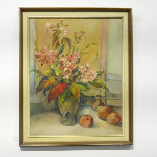 MADGE DOHERTY, STILL LIFE, OIL ON BOARD 495x390mm scratches