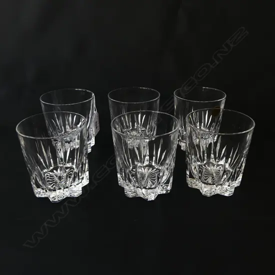  SET OF 6 ITALIAN RCR VINTAGE CRYSTAL WHISKY TUMBLERS, H.80MM D.75MM