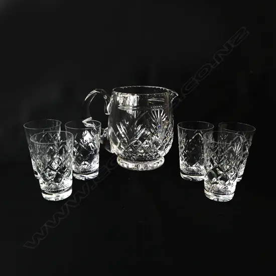CRYSAL JUG H160 & 6 MATCHING GLASSES H100MM