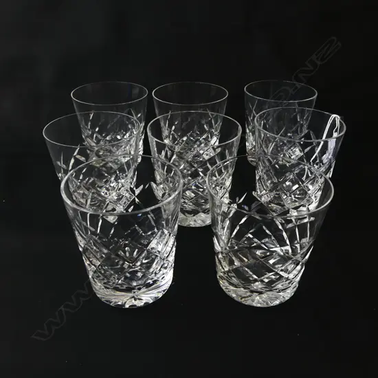 SET OF 8 VINTAGE CUT CRYSTAL WHISKY GLASSES, H.80MM D.70MM