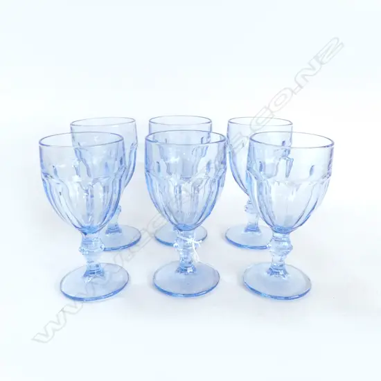 SET OF AMERICAN BLUE DEPPRESION GLASS MILKSHAKE SUNDAES H170MM
