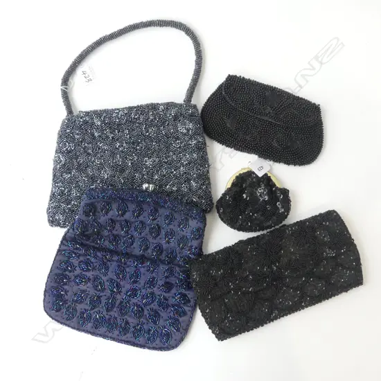 5 VINTAGE BEADED EVERNING PURSES