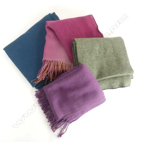4 KASHMIRI WOOL SCARFS VARIOUS SIZES