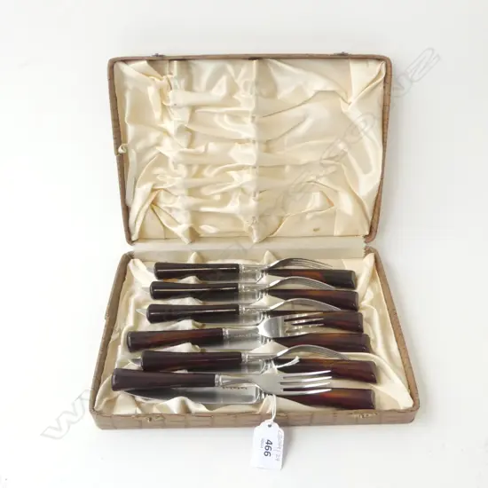 RETRO WARRINGTON STAINLESS STEEL CASED STEAK KNIFE & FORK 6PC SET L270MM