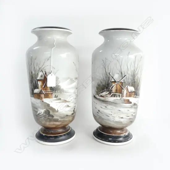 PR CONT PORCLAIN HAND PAINTED TALL VASES H350MM