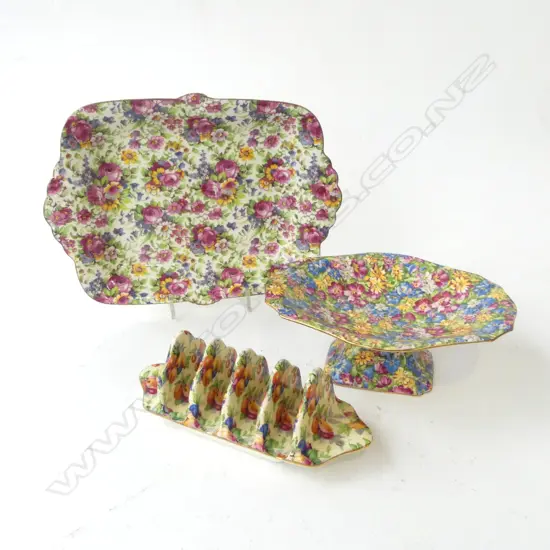 ROYAL WINTON CHINTZ A.O.F EVESHAM TOAST RACK, SUMMERTIME LARGE DISH & JOYCE LYNN COMPORT, L.255MM (DISH)