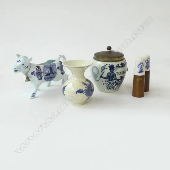 4PCS DELFT & DUTCH CHINA JUG L180MM VASE JAR & CONDIMENTS