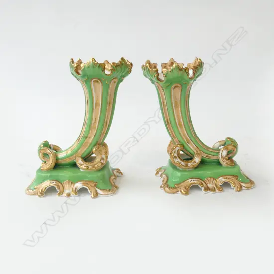 PR LATE 18thC FRENCH TRUMPET VASES H.165mm old repair to one