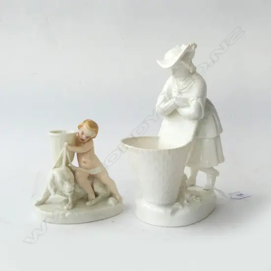 2 WHITE PORCELAIN VASES; MINTONS H.230mm & ROYAL WORCESTER H.130mm