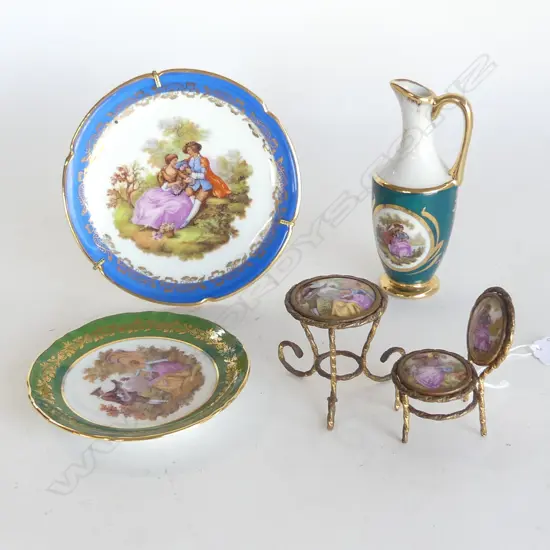 5PCS LIMOGE CHINA JUG 2 DISHES TABLE & CHAIR H60MM