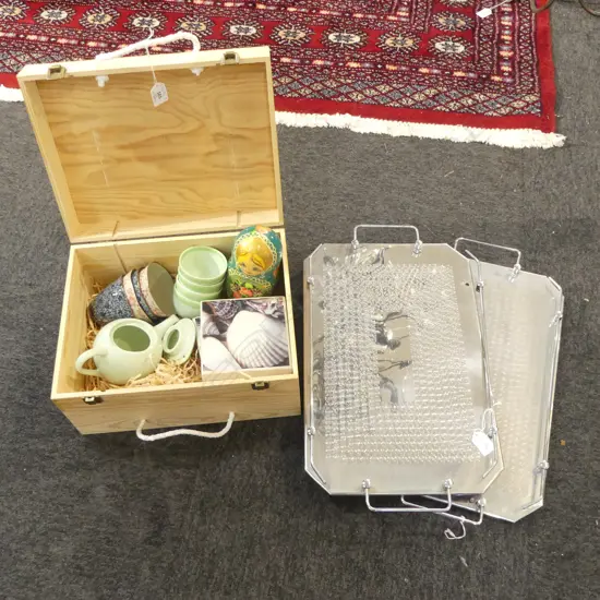 ASST. CERAMICS, RUSSIAN DOLL, 2 DECO TRAYS EX DOUGLAS & BEC ETC