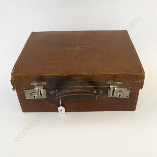 HIDE LEATHER (?CROCODILE) VINTAGE SUITCASE H330 L430MM