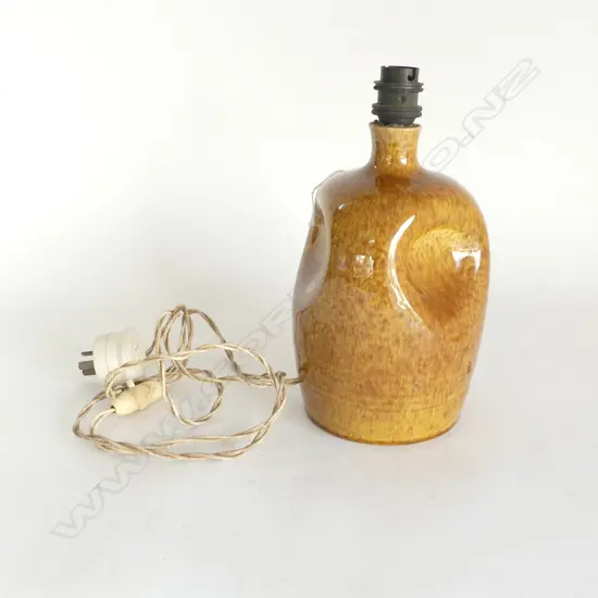 CHRISTOPHER DRESSER for LINTHORPE POTTERY brown glaze impressed signature to base drilled as a lamp base H.210mm 