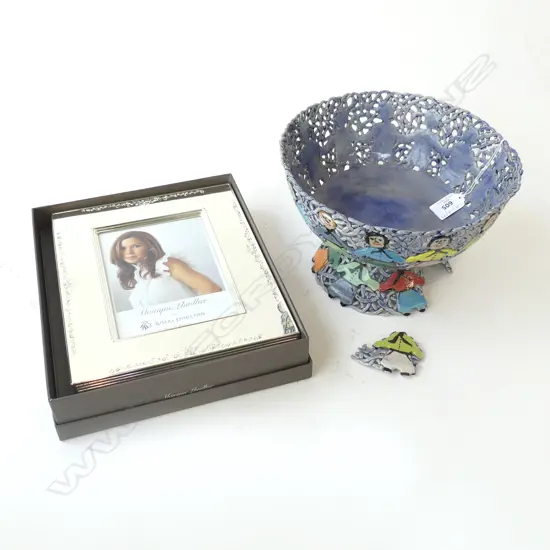 FOOTED BOWL 230mm dia, FAULTED + ROYAL DOULTON PHOTO FRAME, BOXED