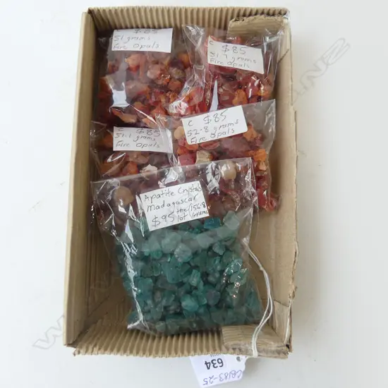 COLLECTION FIRE OPAL & MADAGASCAN APATITE CRYSTAL PIECES 