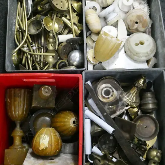 4 BOXES MARBLE / BRASS PCES EX. CLOVERLY LIGHTING
