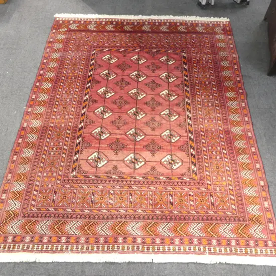 HAND KNOTTED WOOL PILE TURKOMAN RUG 2800x2170mm TEKKE TRIBE C.1960