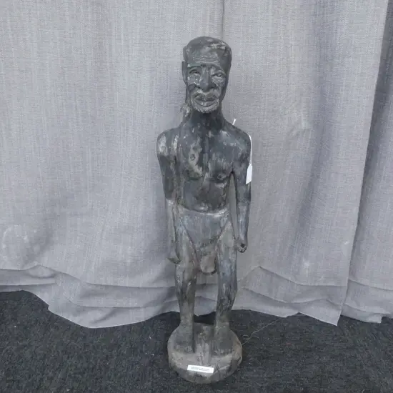 CARVED HARDWOOD FIGURE OF HUNTER H720MM