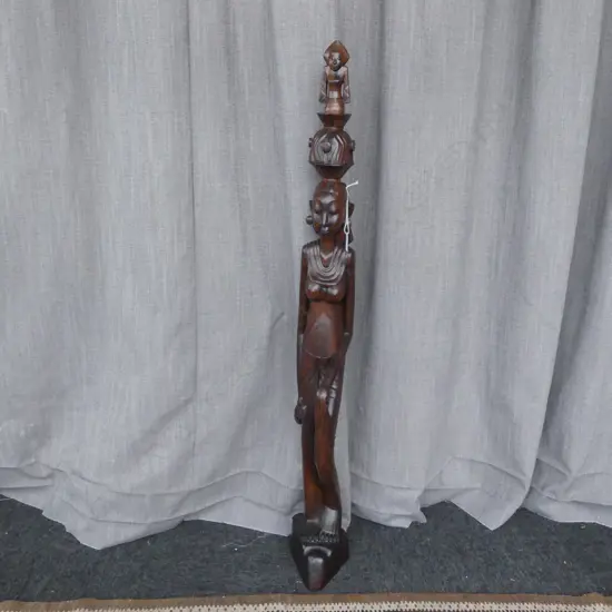 INDONESION ROSEWOOD CARVED LADY FIGURE H1130MM