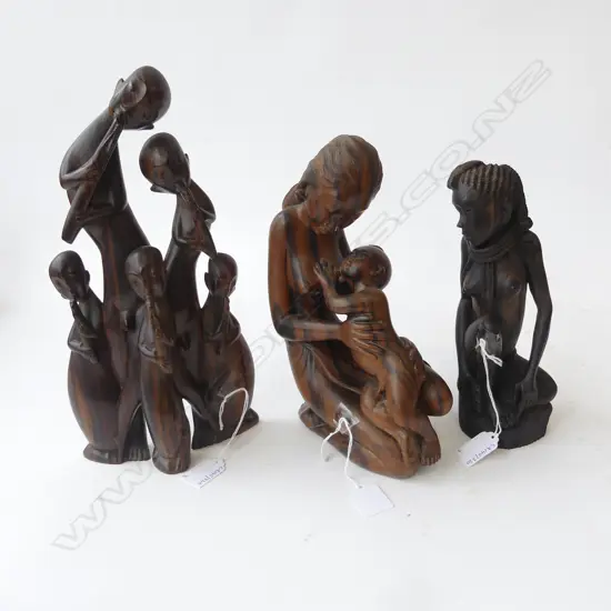 3 HARDWOOD FIGURAL CARVINGS 