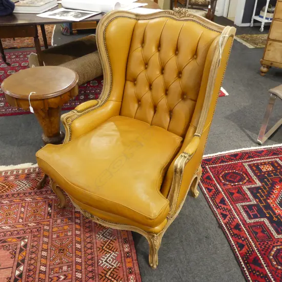 FRENCH STYLE LEATHER ARMCHAIR