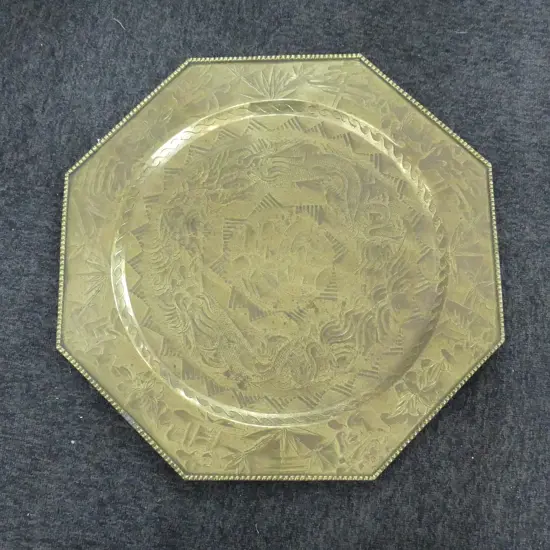 LG OCTAGONAL CHINESE BRASS TRAY 560mm dia