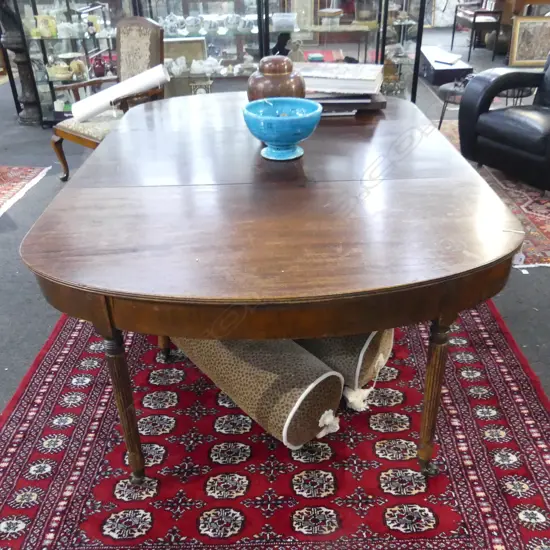 ANTIQUE MAHOGANY DINING TABLE w. D ENDS & 1 LEAF