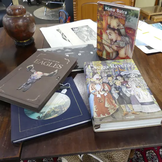 5 COFFEE TABLE BOOKS; DIEGO RIVERA, EAGLES (BAND), KAMA SUTRA, IMAGES OF EARLY NZ, JOSEF KOUDELKA