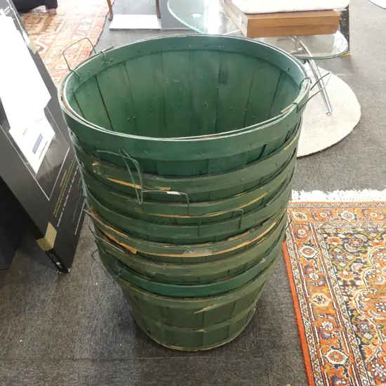 8 LG GREEN PAINTED BUCKETS 460mm dia