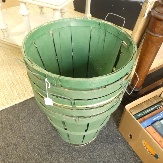 5 GREEN PAINTED BUCKETS H.325mm, 365mm dia
