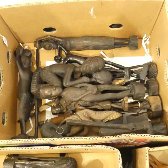 COLLECTION OF 14 AFRICAN WOOD CARVINGS