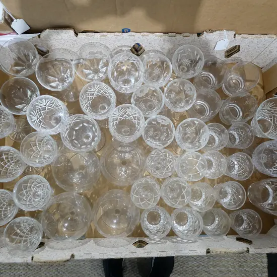 QUANTITY OF ASST. CUT CRYSTAL GLASSES STUART, WEBB CORBETT ETC