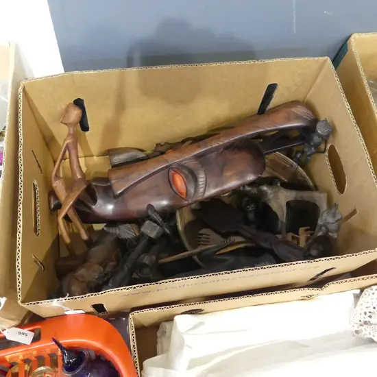 COLLECTION OF 20 AFRICAN CARVINGS MASK BOWL FIGURES ETC