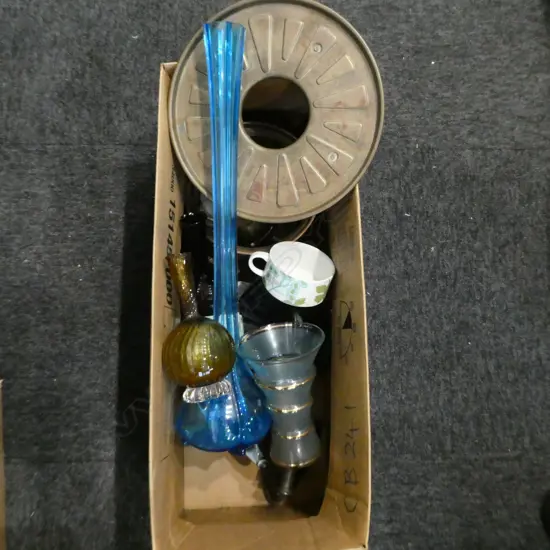 ASST. CHINA, BURNER, 3 ART GLASS VASES INCL. BLUE H.500mm