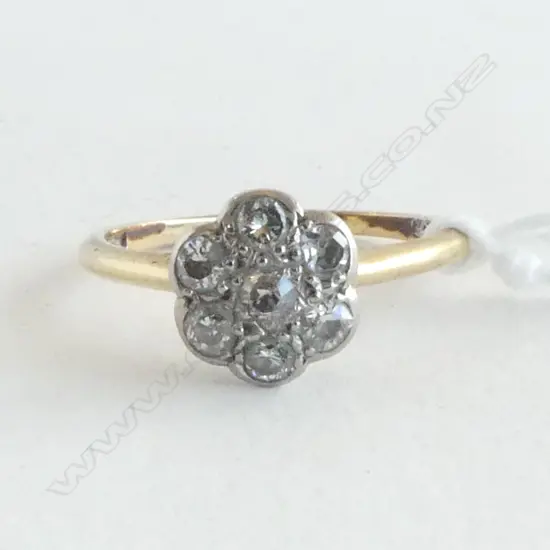 18CT GOLD DIAMOND CLUSTER RING 2.8gms  SIZE N