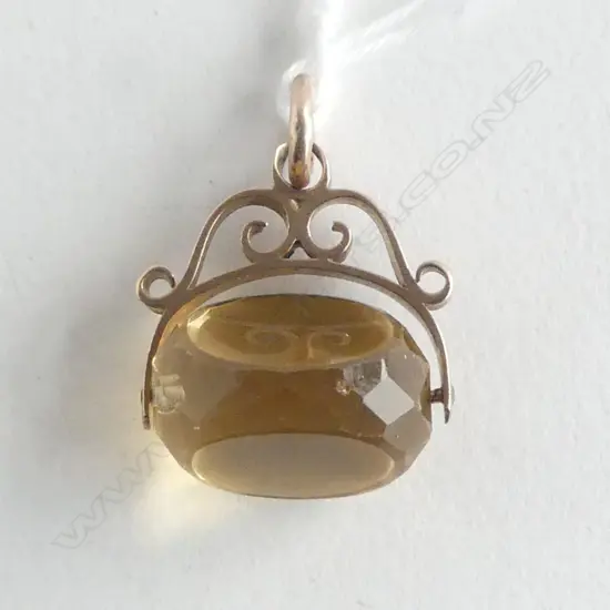 9ct GOLD CITRINE SPINNER, 6.1gms