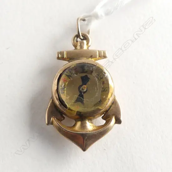 c1900 9ct anchor form COMPASS PENDANT 2.6gms,